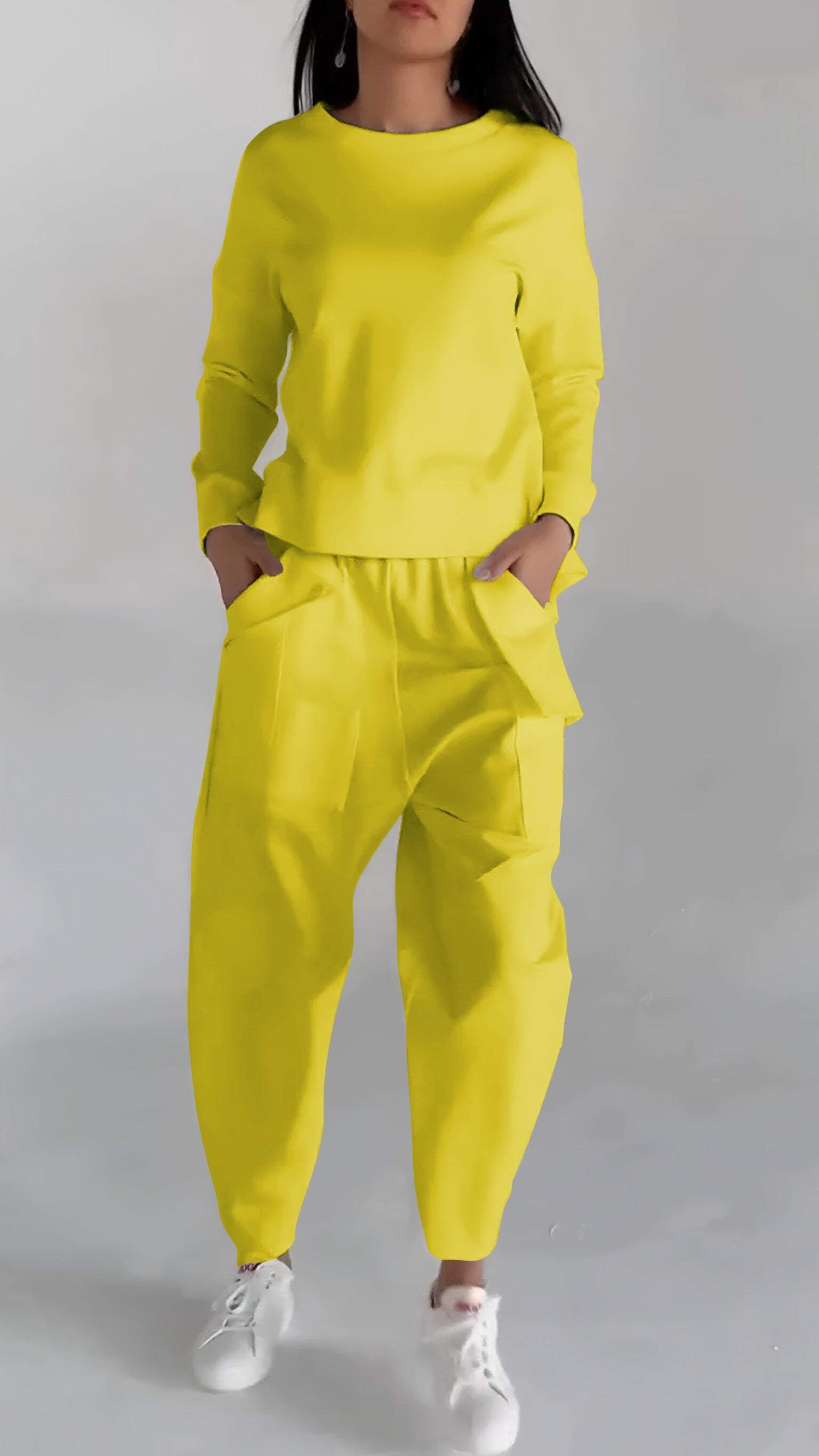 Abito casual in due pezzi a maniche lunghe con scollo tondo