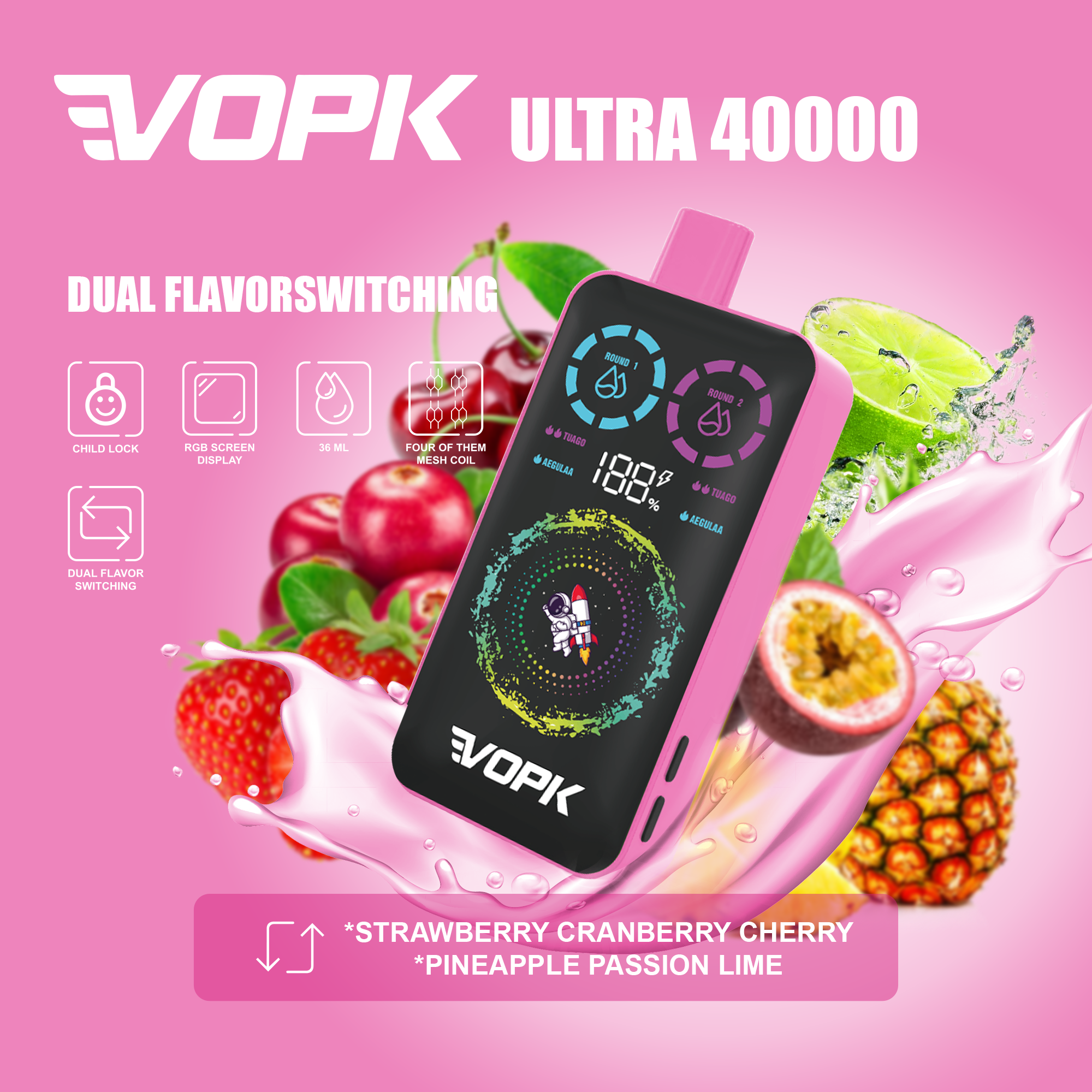 VOPK ULTRA 40000 Puffs Double Taste Disposable Vape – Advanced Features for Maximum Enjoyment B