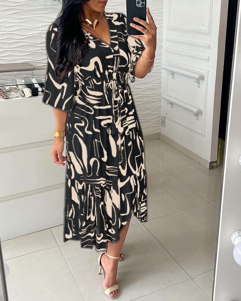 🌷 Vestido cor de tinta com decote em V