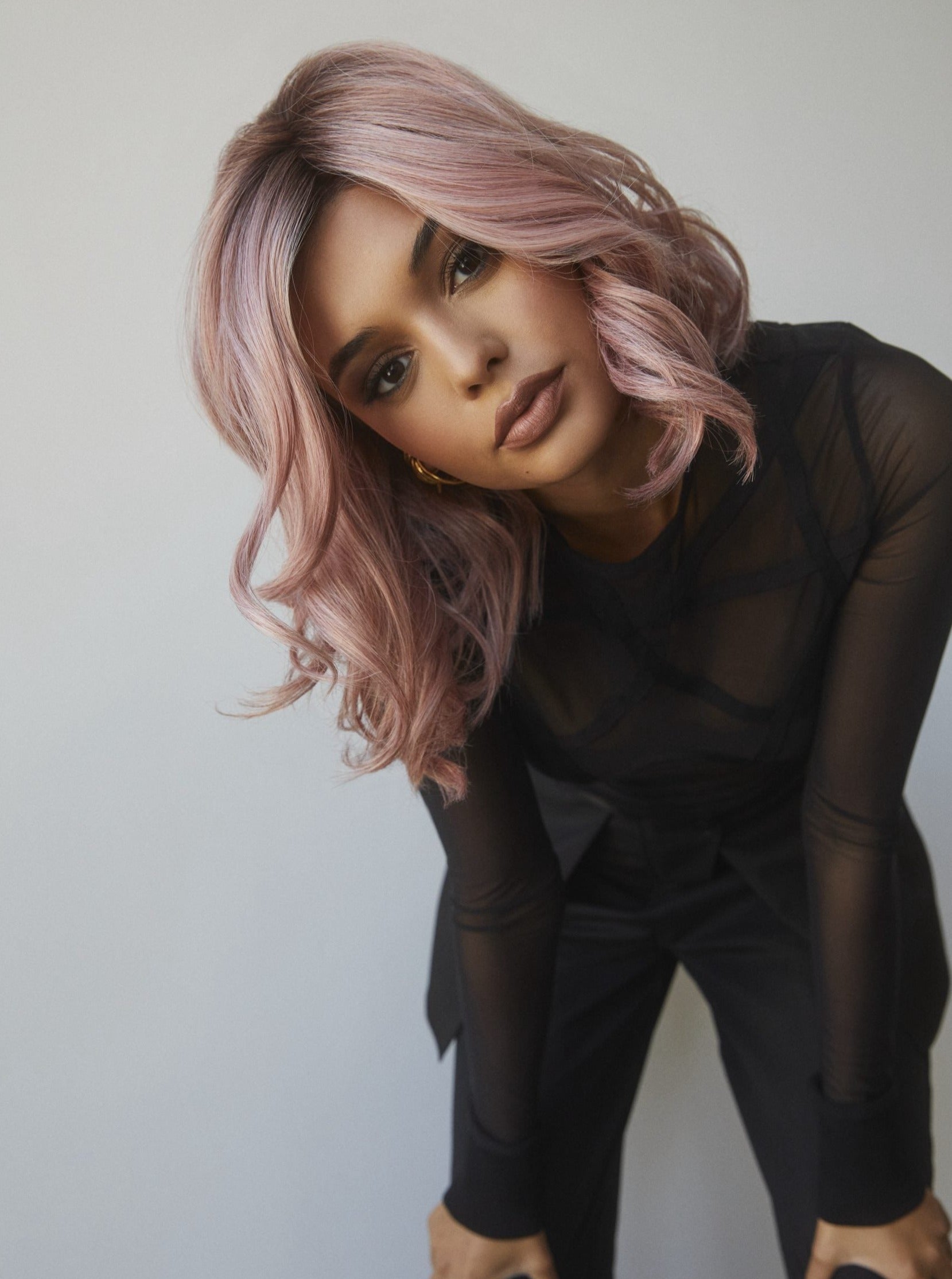 Upgraded side-parted wavy wig with bangs