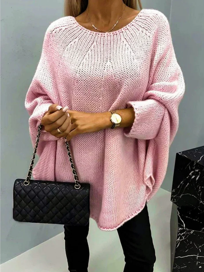 Nuovo maglione scialle lavorato a maglia stile poncho da donna