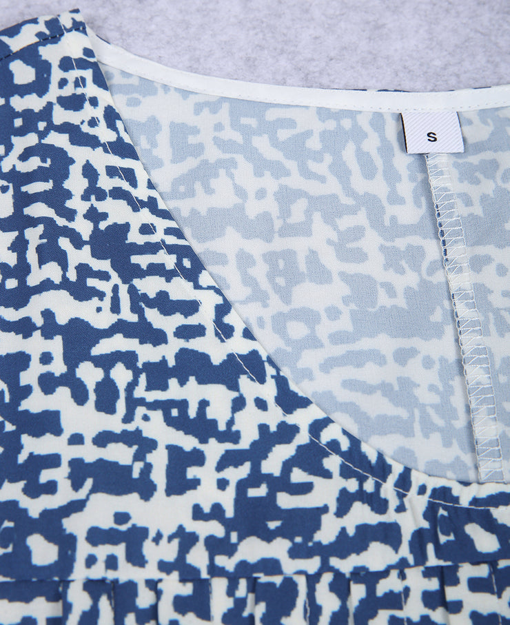 Temperamentumkék Vintage Print Midi ruha