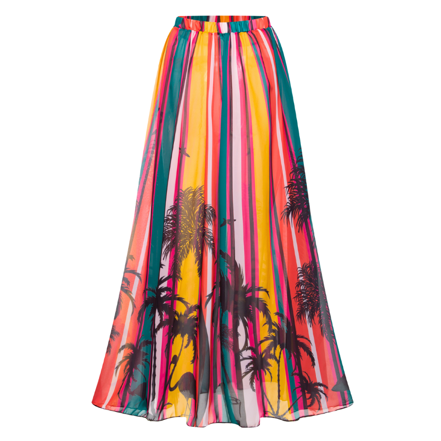 🎀Rainbow Coconut Tree print One Piece Swimsuit and Skirt