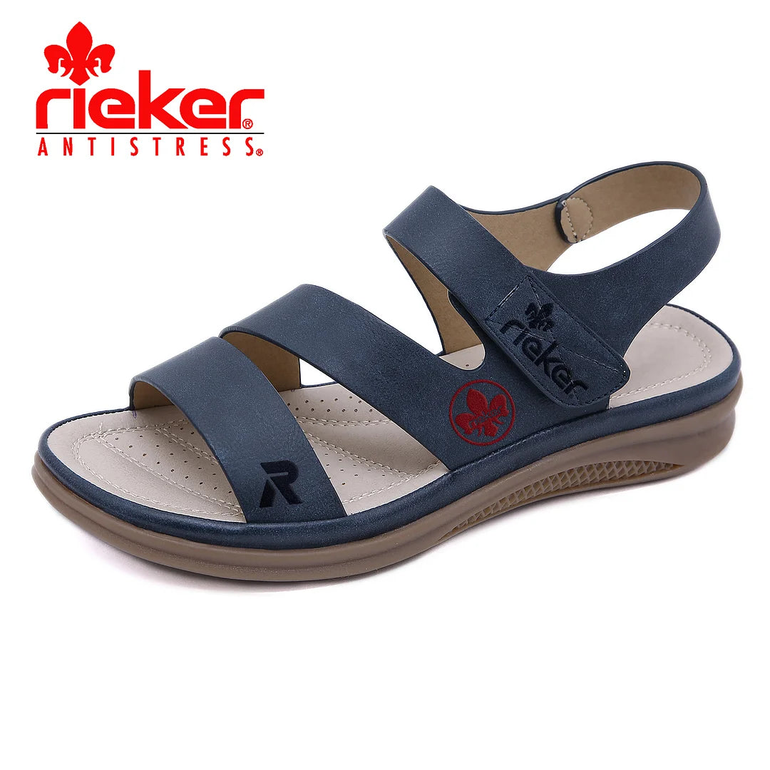 Ľahké kožené sandále na kline v retro štýle RIEKER®