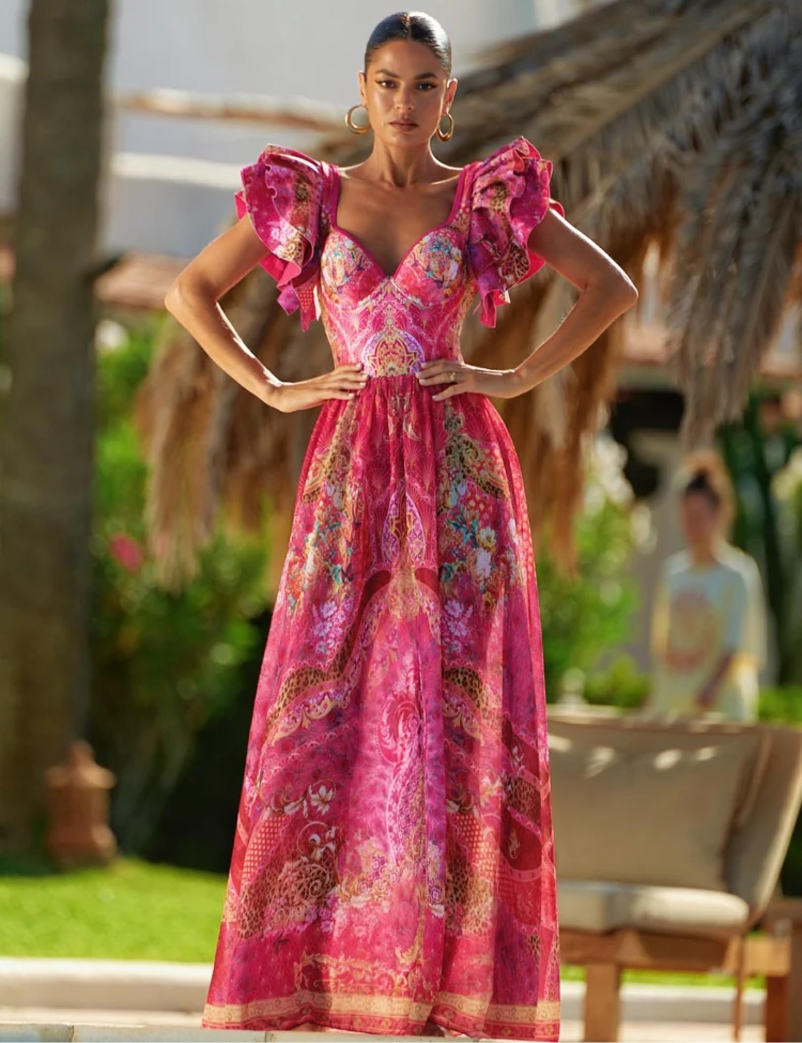2025 New Ruffle Print One Piece Swimsuit Set