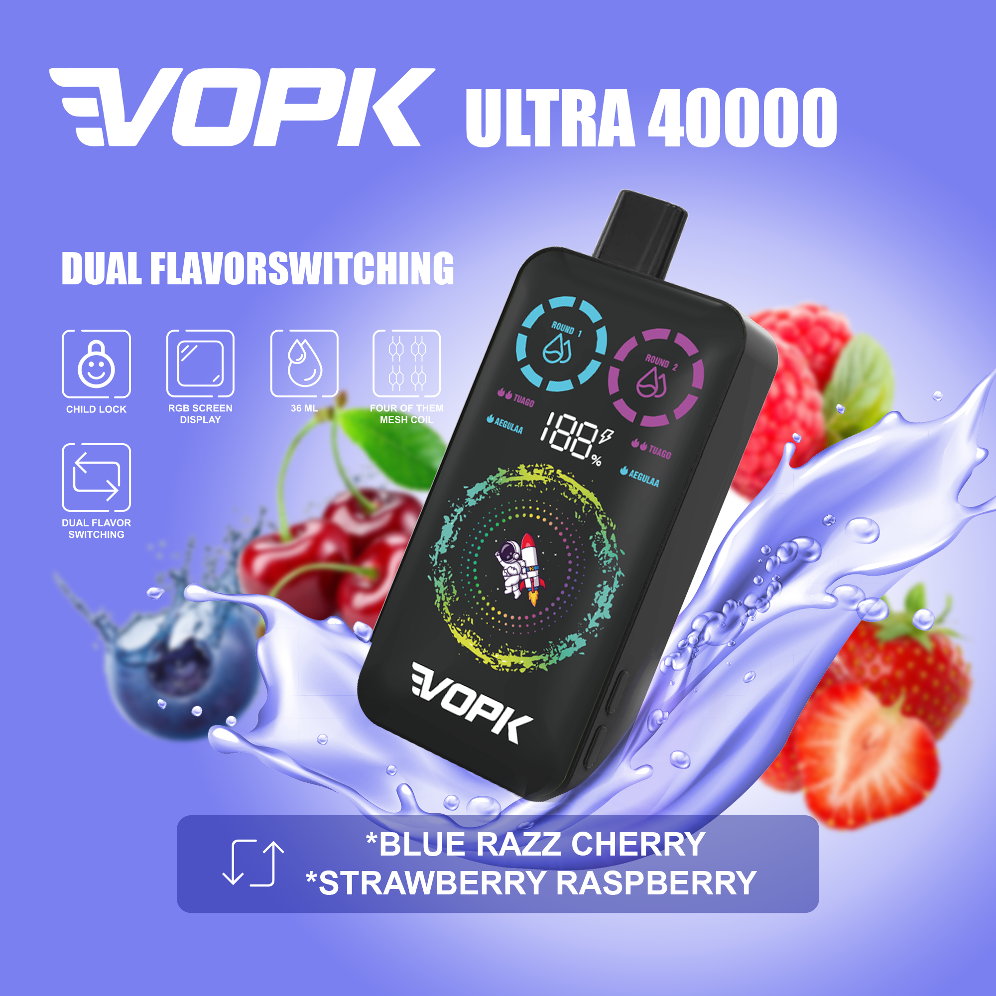 VOPK ULTRA 40000 Puffs Double Taste Disposable Vape – Advanced Features for Maximum Enjoyment B