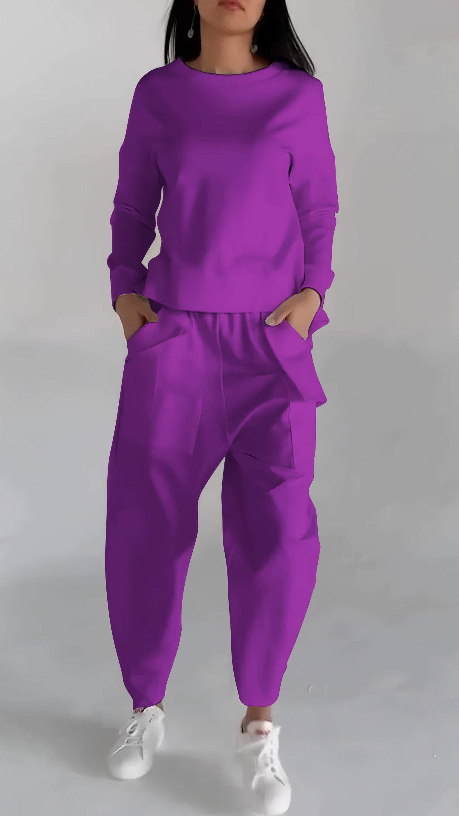 Abito casual in due pezzi a maniche lunghe con scollo tondo