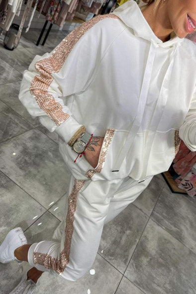 Abito casual da donna con paillettes lunghe con cappuccio
