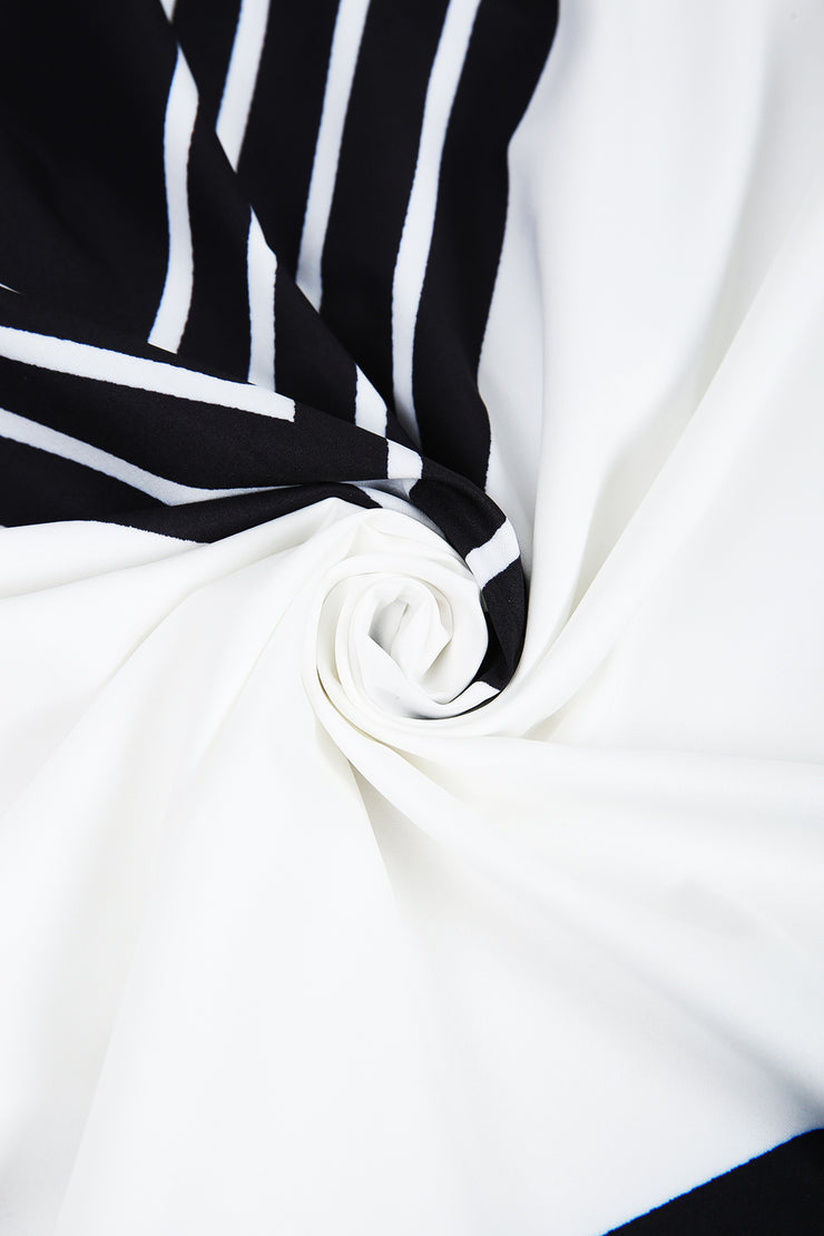 Sailor Stripe fekete-fehér oldalsó zsebes Midi ruha