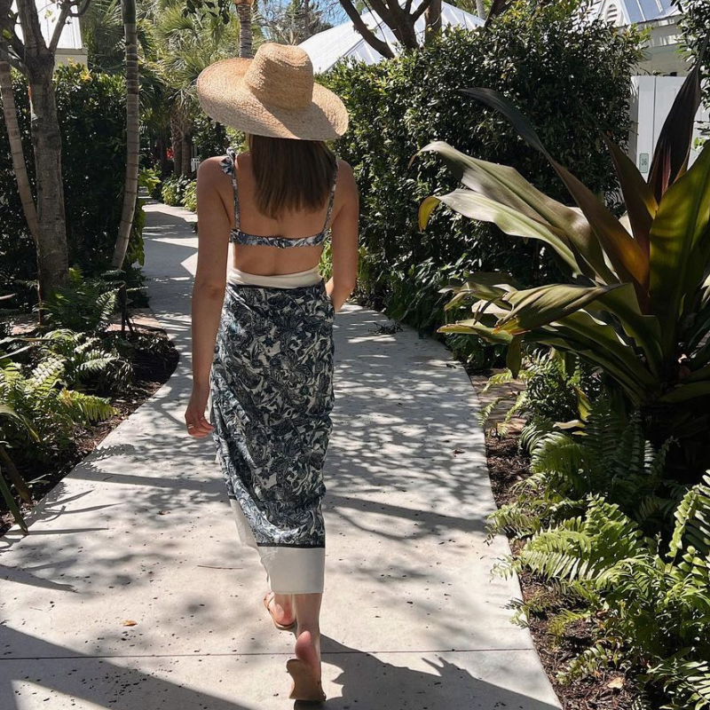 2025 New Blue Dragonfly Printed Swimsuit and Sarong