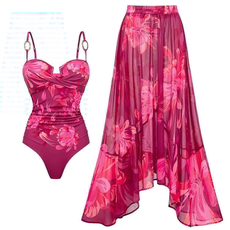 🎀 2025 New Beauty Floral Print Two Piece Swimsuit Set
