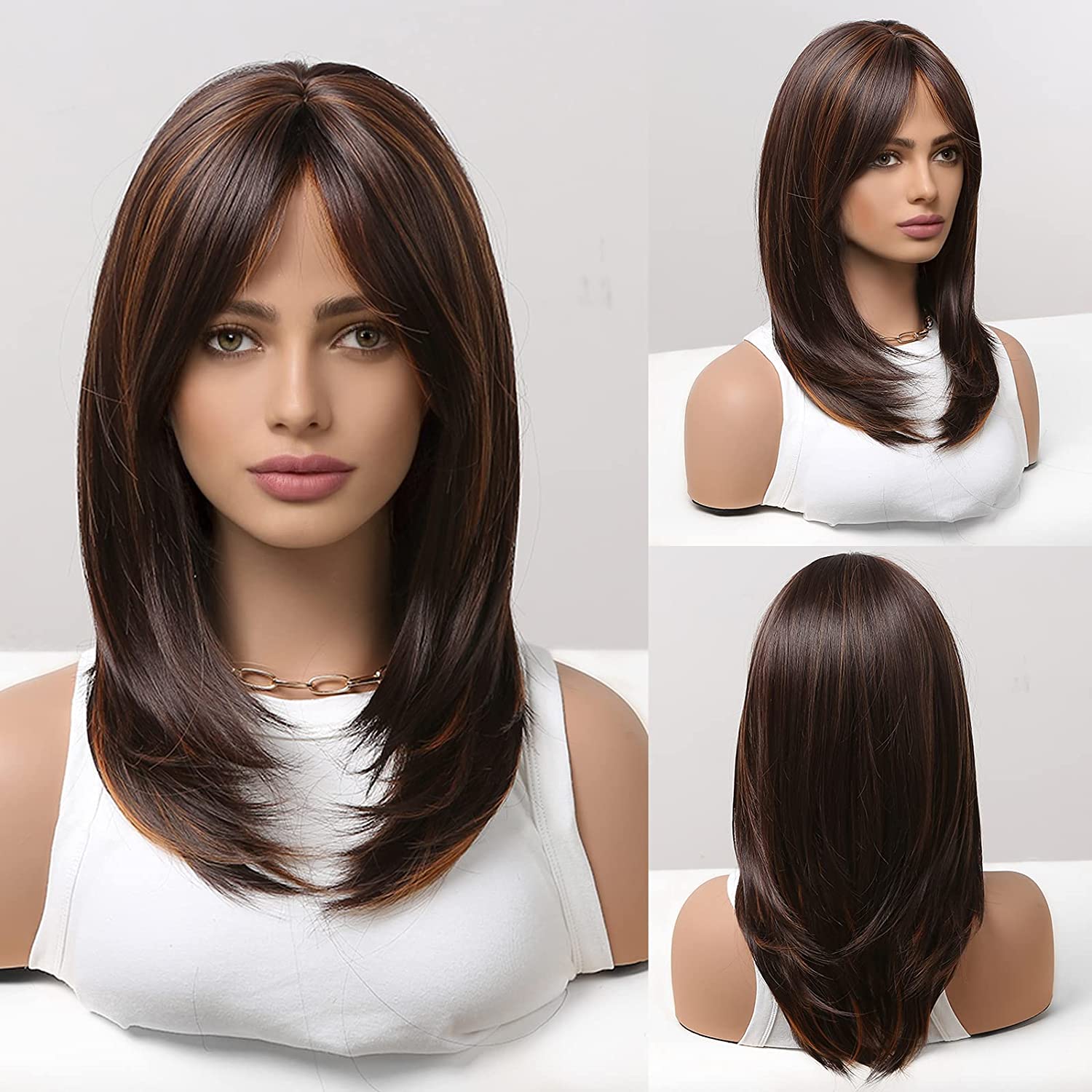 Synthetic Long Wigs  Hair with Bangs for Daily Use