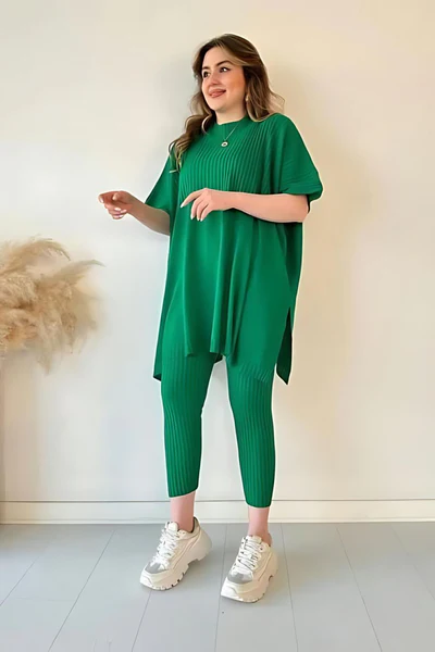 Maglione lavorato a maglia sciolto, set casual in due pezzi
