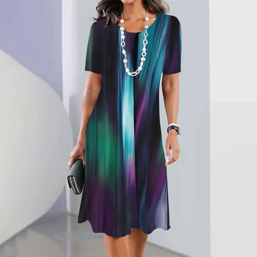 【S-3XL】👗Γυναικείο πολύχρωμο πλισέ φόρεμα