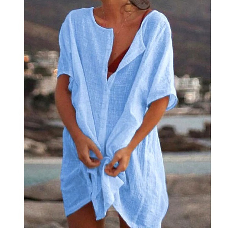 Camicia ampia a maniche corte di media lunghezza