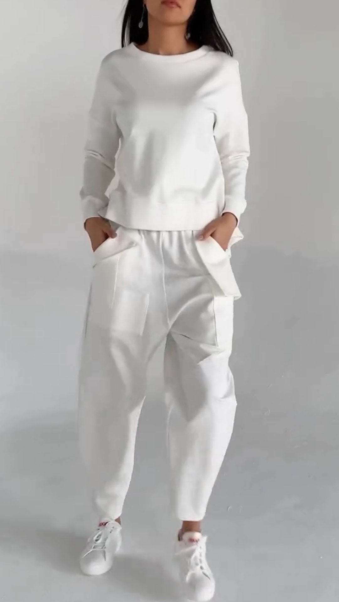Abito casual in due pezzi a maniche lunghe con scollo tondo