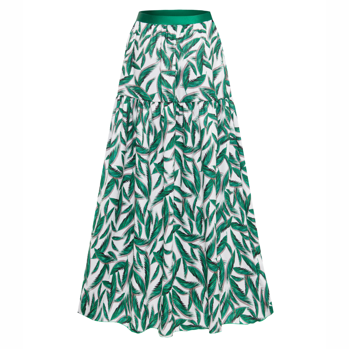 2025 New Green Leaf print One Piece Swimsuit and Skirt