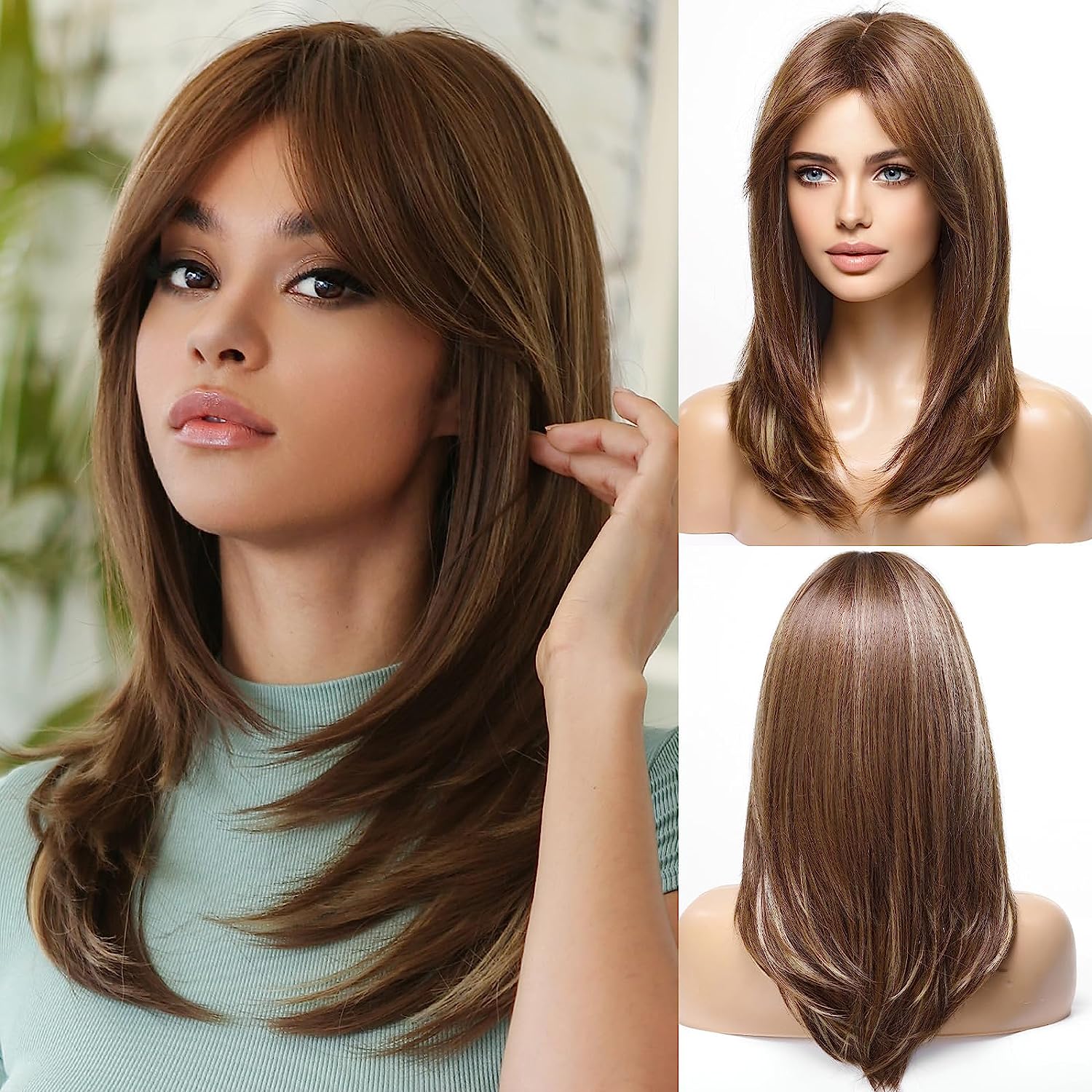 Synthetic Long Wigs  Hair with Bangs for Daily Use