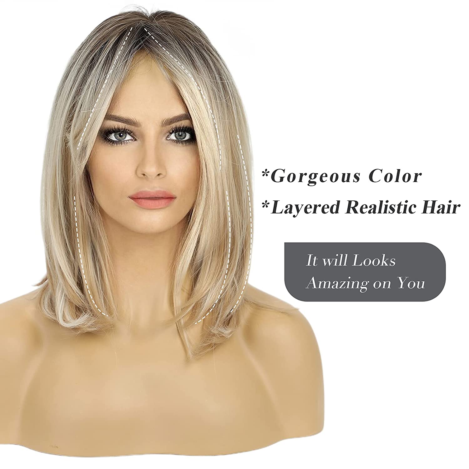 Synthetic Long Wigs  Hair with Bangs for Daily Use