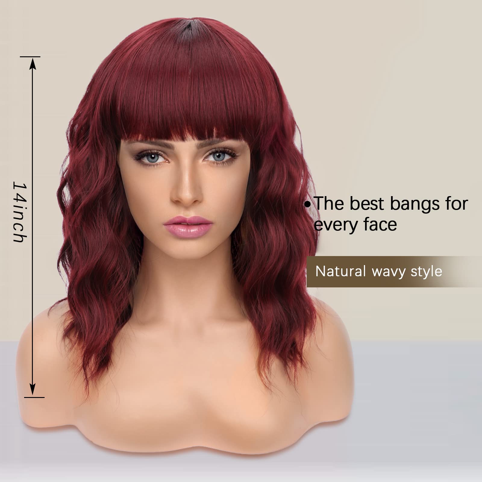 Multicolor - Medium Length Curly Hair with Thick Bangs