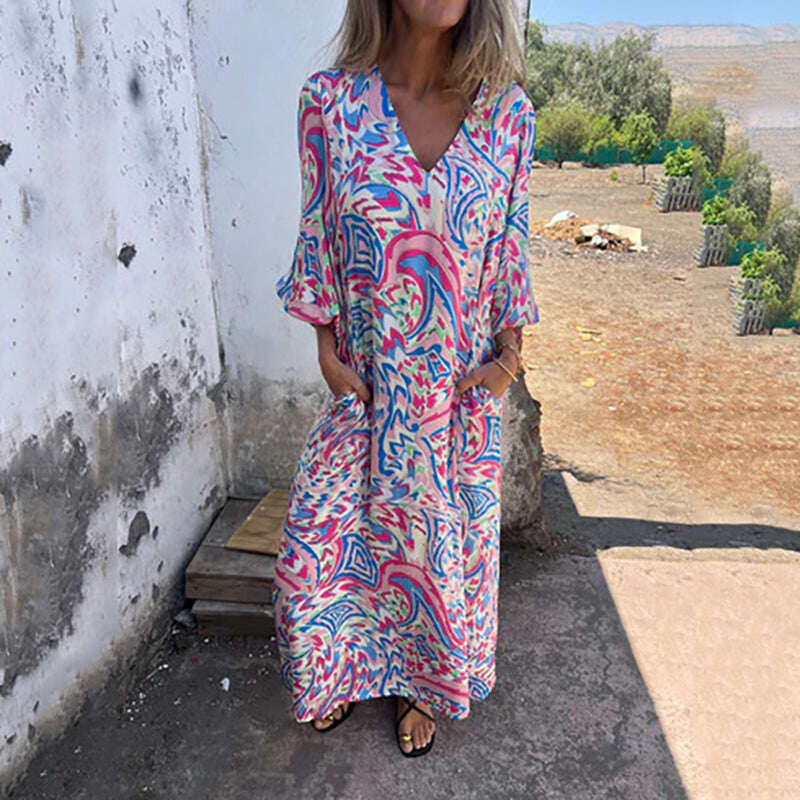 Vestido longo com decote em V 2025 para primavera/verão