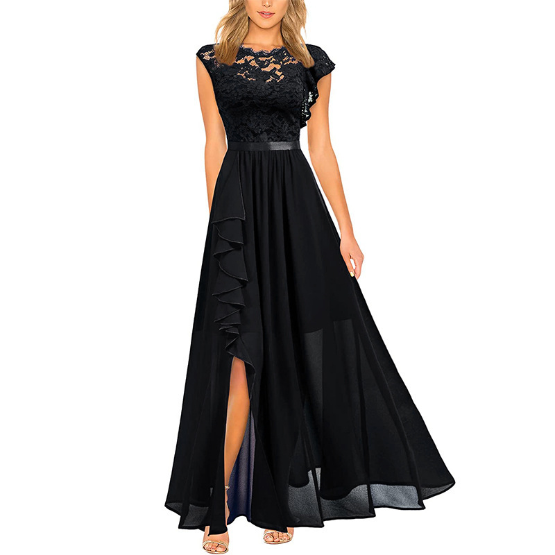 Vestido de noite de renda cintura alta 2025