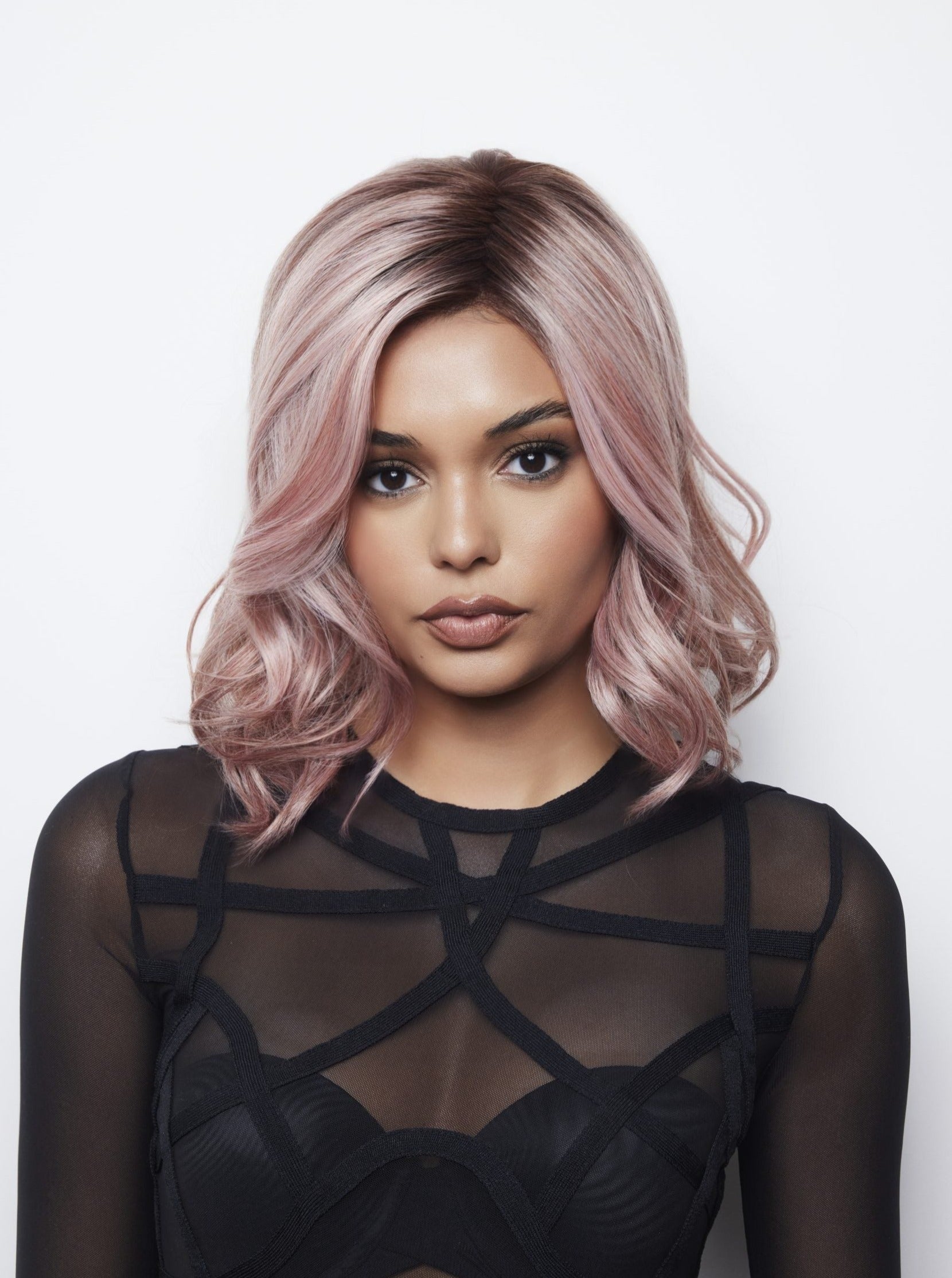 Upgraded side-parted wavy wig with bangs