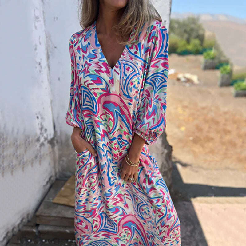 Vestido longo com decote em V 2025 para primavera/verão