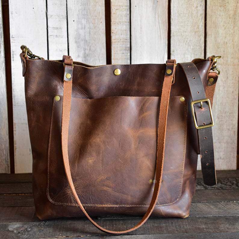 Vintage matte leather shoulder bag