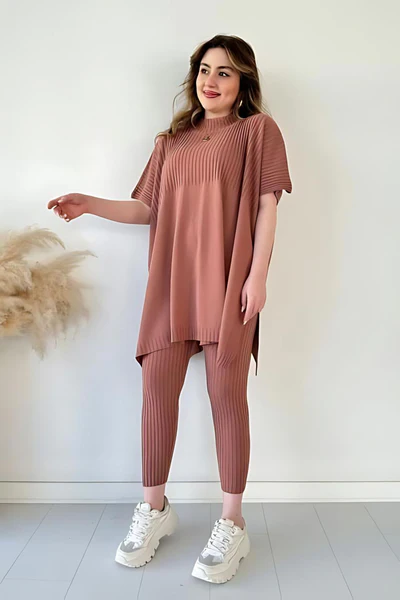 Maglione lavorato a maglia sciolto, set casual in due pezzi