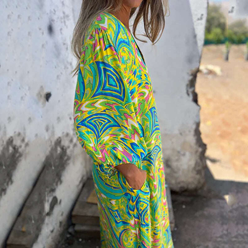 Vestido longo com decote em V 2025 para primavera/verão
