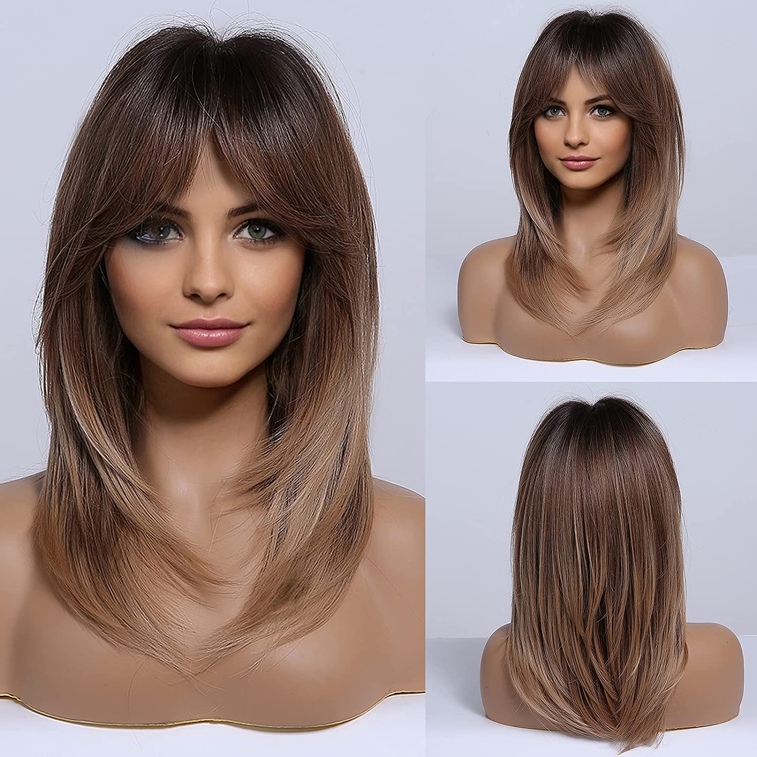 Synthetic Long Wigs  Hair with Bangs for Daily Use