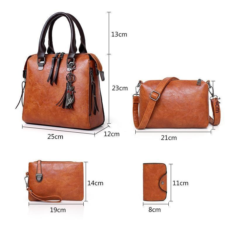 🔥Exclusive oferta num saco de 4 peças. Saco de cabedal de senhora