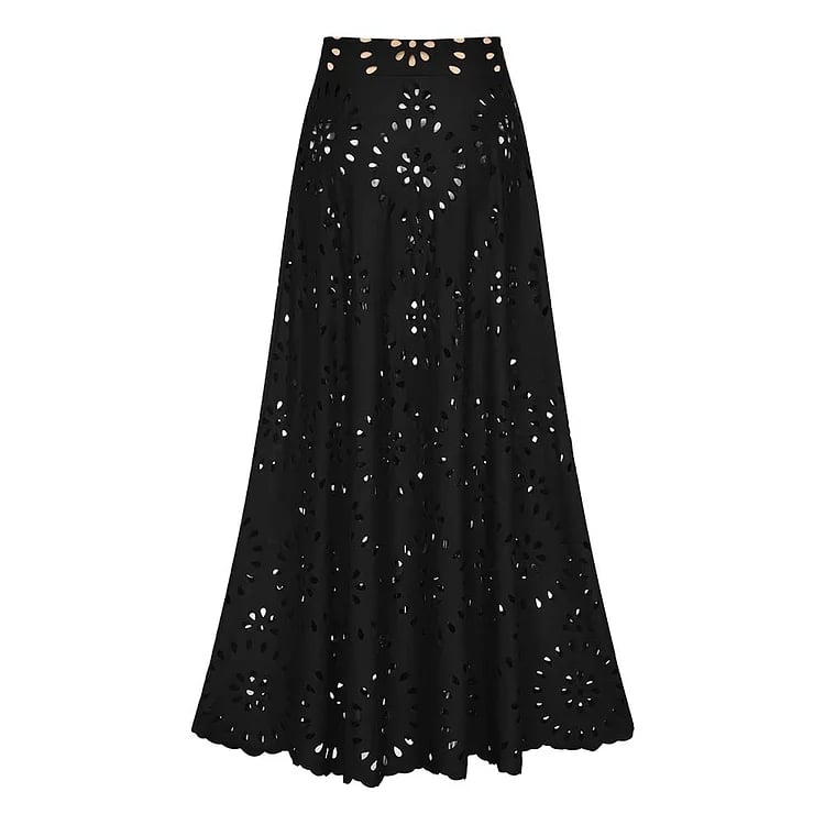 💖 2025 New 👙 Laser Cutting Flower Hollow Flared Skirt Swimsuit Set