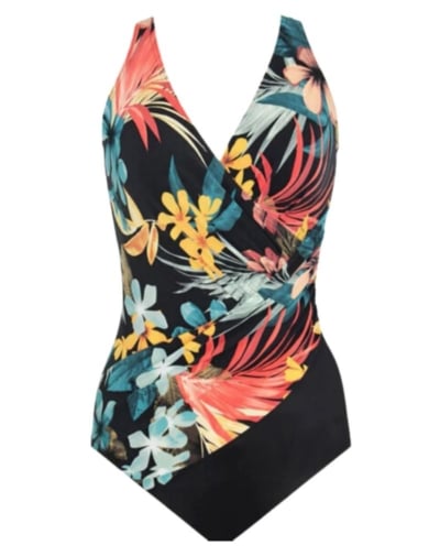 🤩Belly swimming costume set with floral pattern and V-neckline