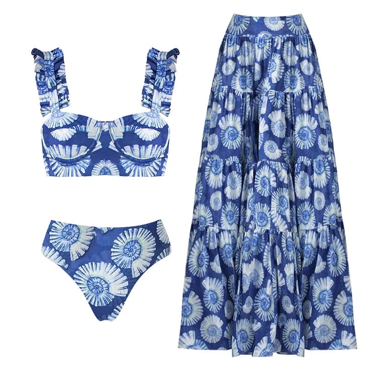💕 New Ruffle Floral print Two Piece Swimsuit Set