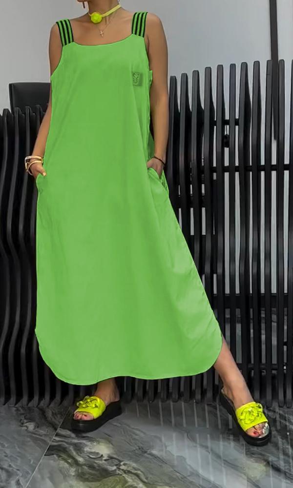 ❤️Novo vestido feminino de algodão e linho com alças
