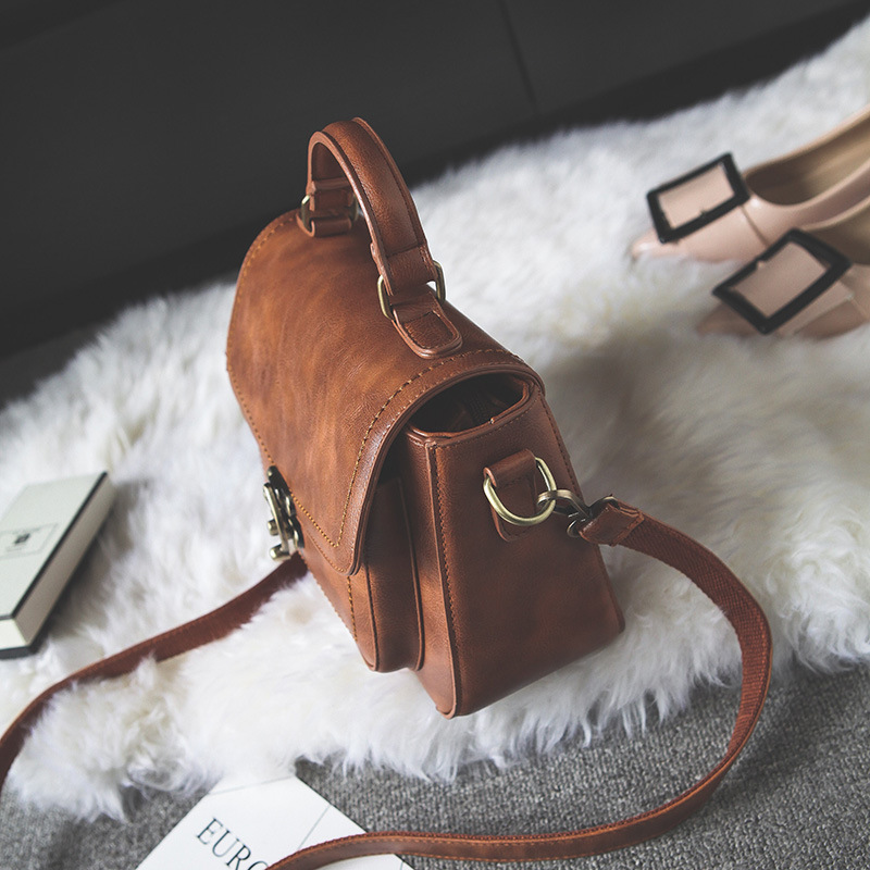 Simple handmade leather crossbody bag
