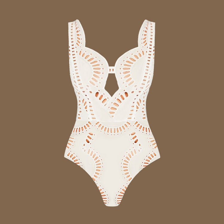 ✨ White Hollow One Piece Swimsuit Set 🩱