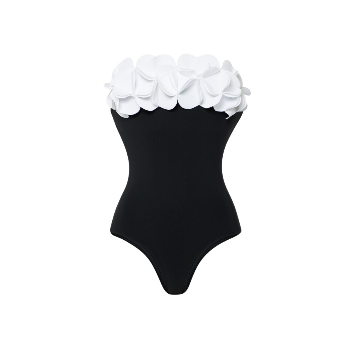 2025 New Bandeau 3D Flower Color Block One Piece Swimsuit And Skirt