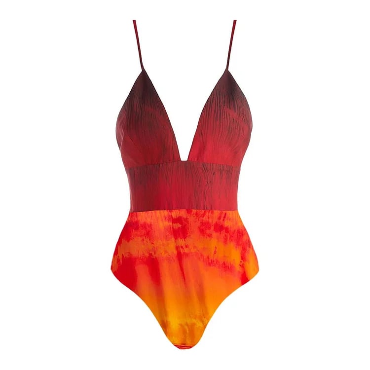 🔥 Color Gradient V-neck One Piece  and Shirt Swimsuit Set 🤩
