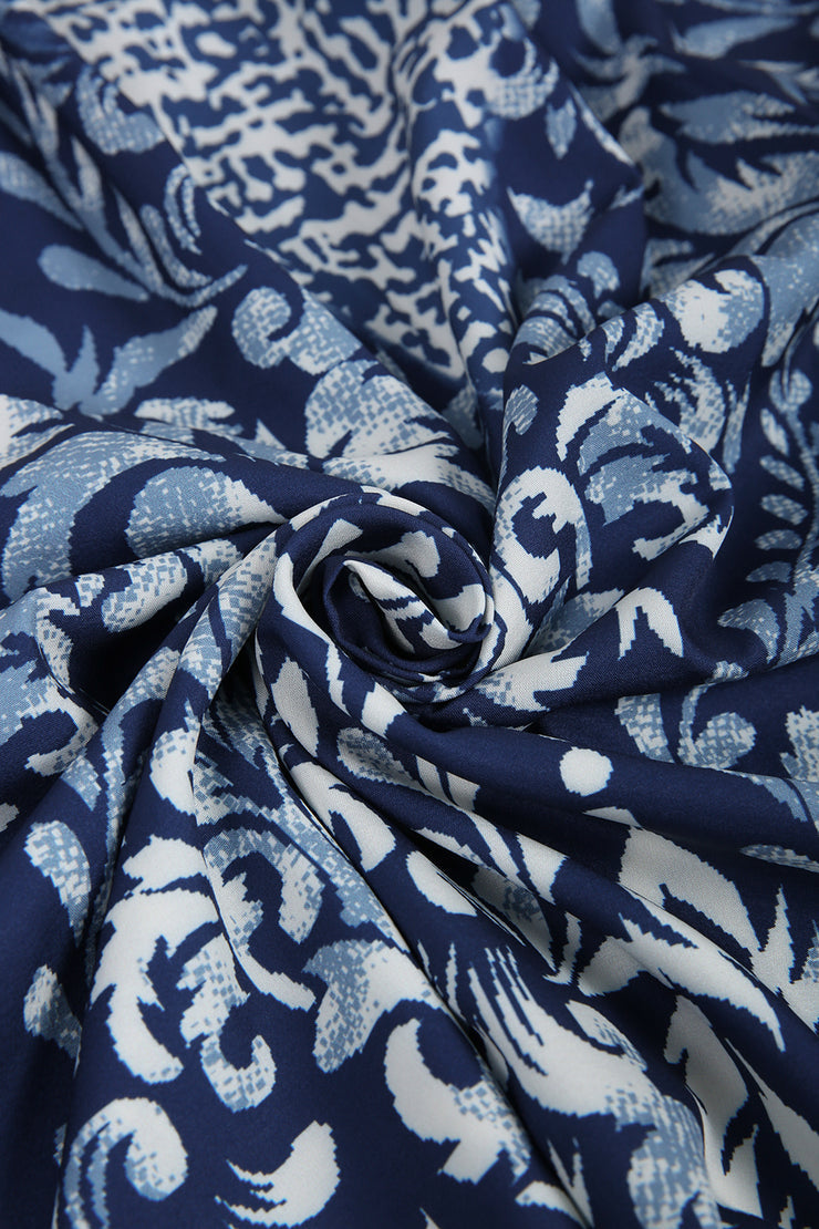 Temperamentumkék Vintage Print Midi ruha