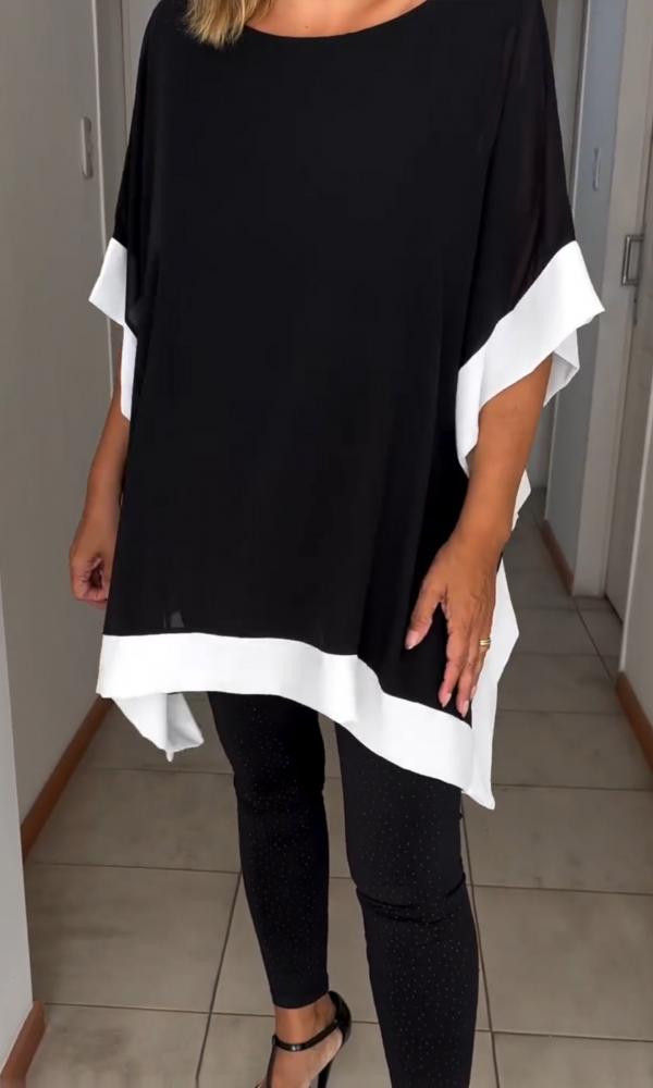 Top casual patchwork in colori a contrasto