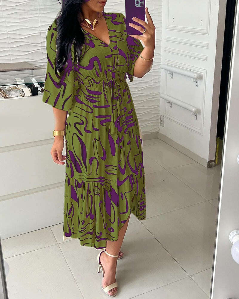 🌷 Vestido cor de tinta com decote em V