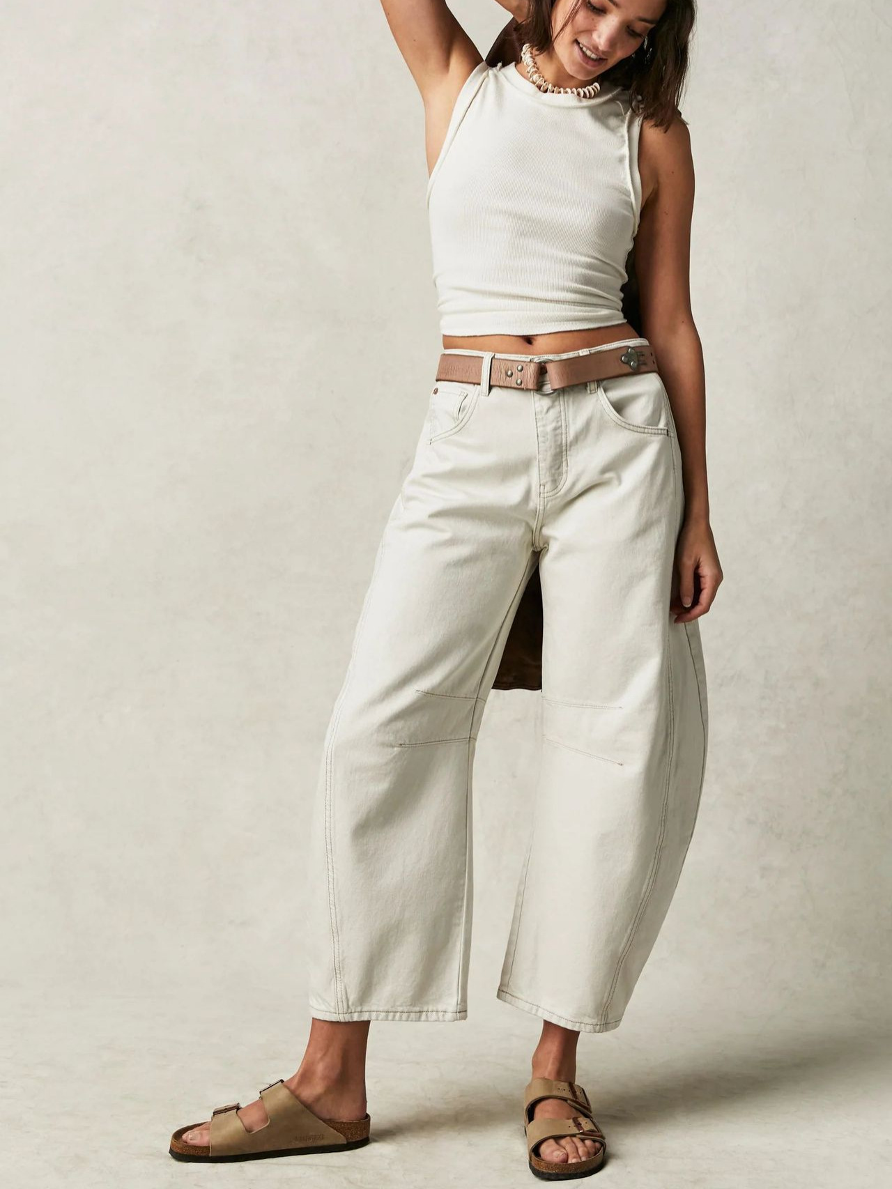 Jeans da donna casual a vita media, vestibilità ampia