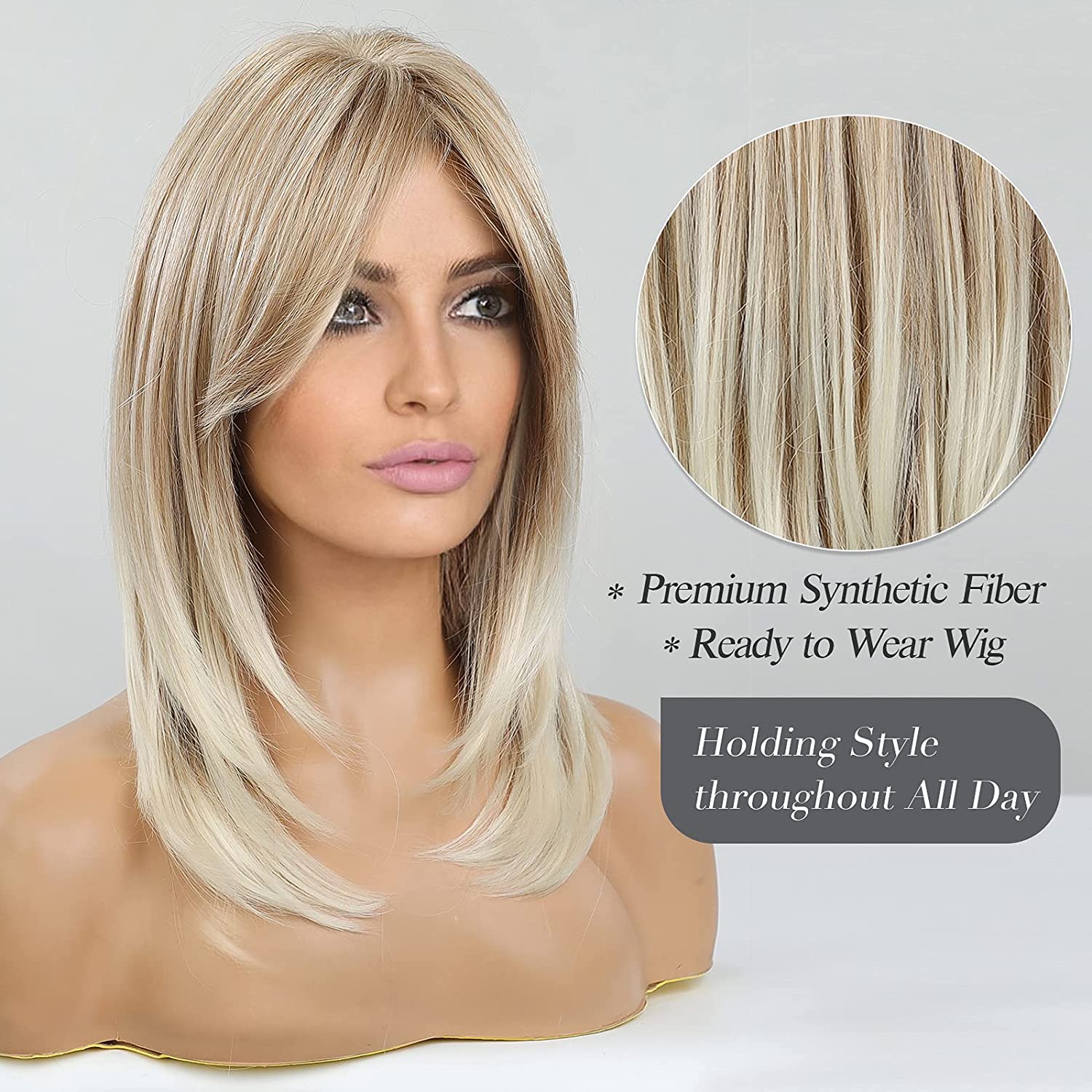 Synthetic Long Wigs  Hair with Bangs for Daily Use