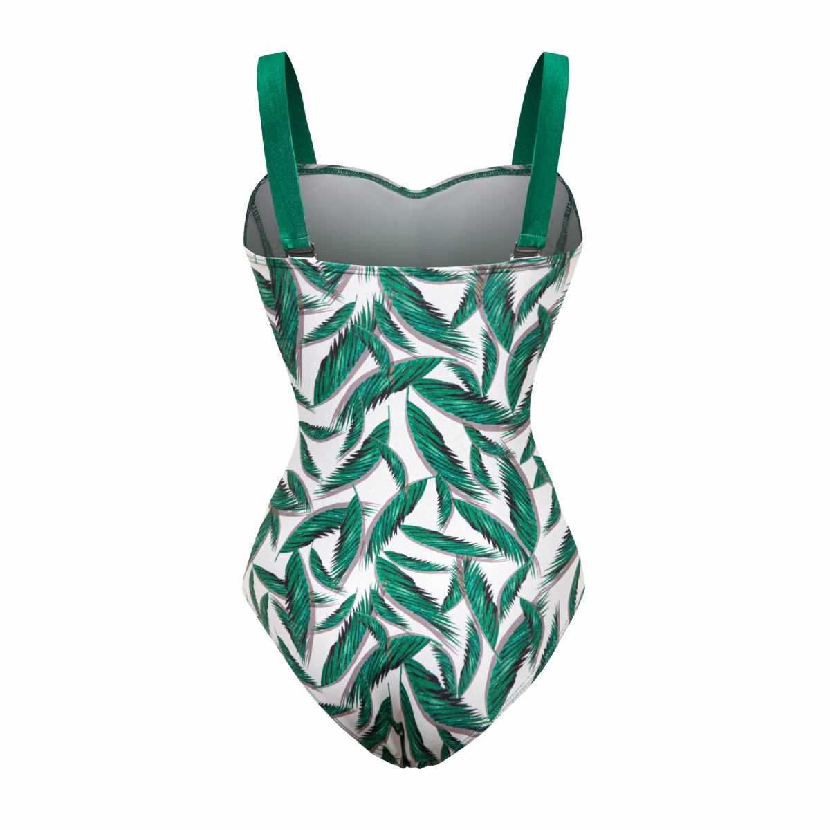 2025 New Green Leaf print One Piece Swimsuit and Skirt