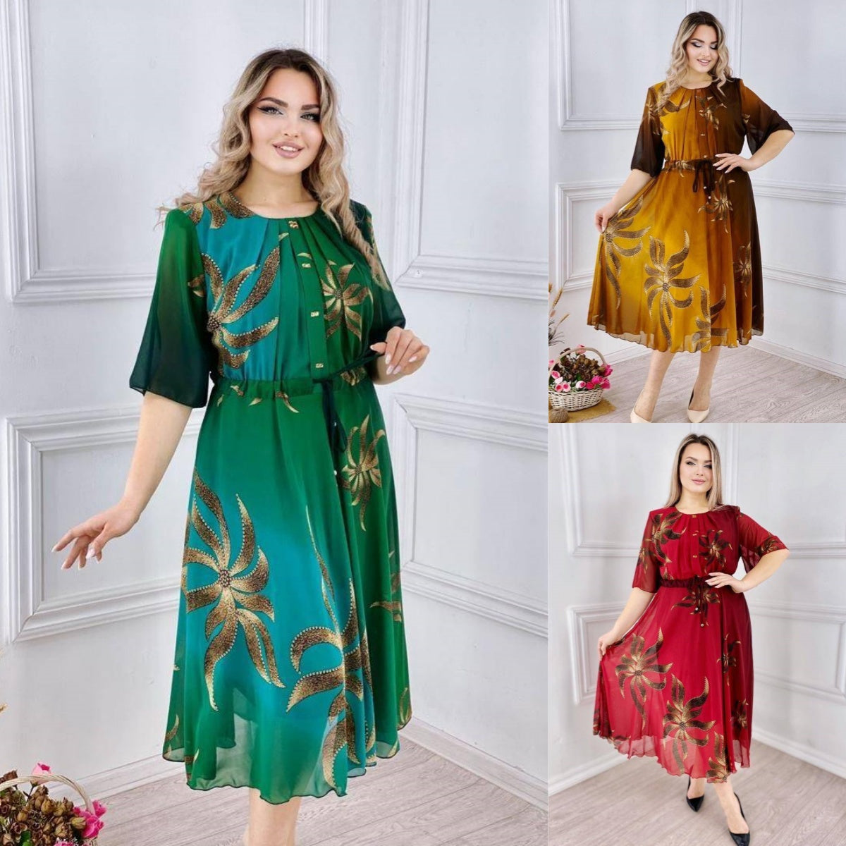 💕[S-5XL] 2025 m. elegantiška spausdinta suknelė