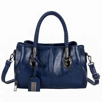 Bolsa de ombro tripla vintage de couro Boston encerada e oleada