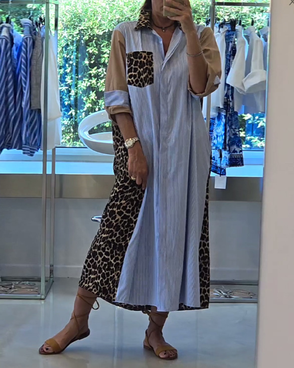 Nova jesenska široka ženska haljina s leopard printom za 2024.